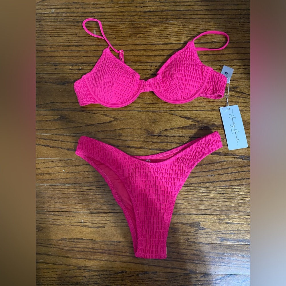 NWT Pink Reef Boutique Pink Flamingo Bikini (size M)